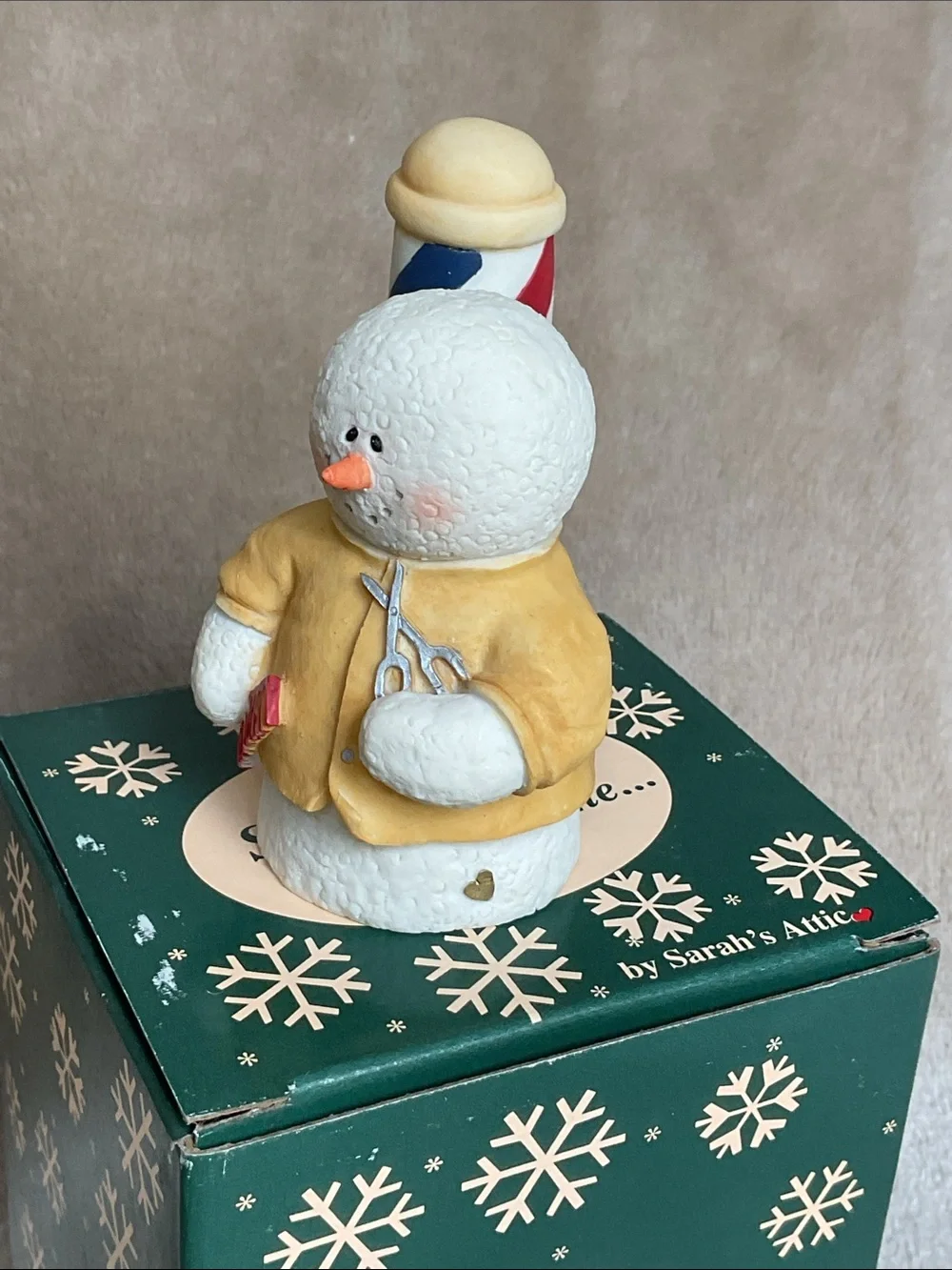 Snowbonders 'At Work' Barber Snowman Figurine by Snowonders